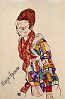 Egon Schiele Famous Paintings - Portrait of the Actress Marge Boerner